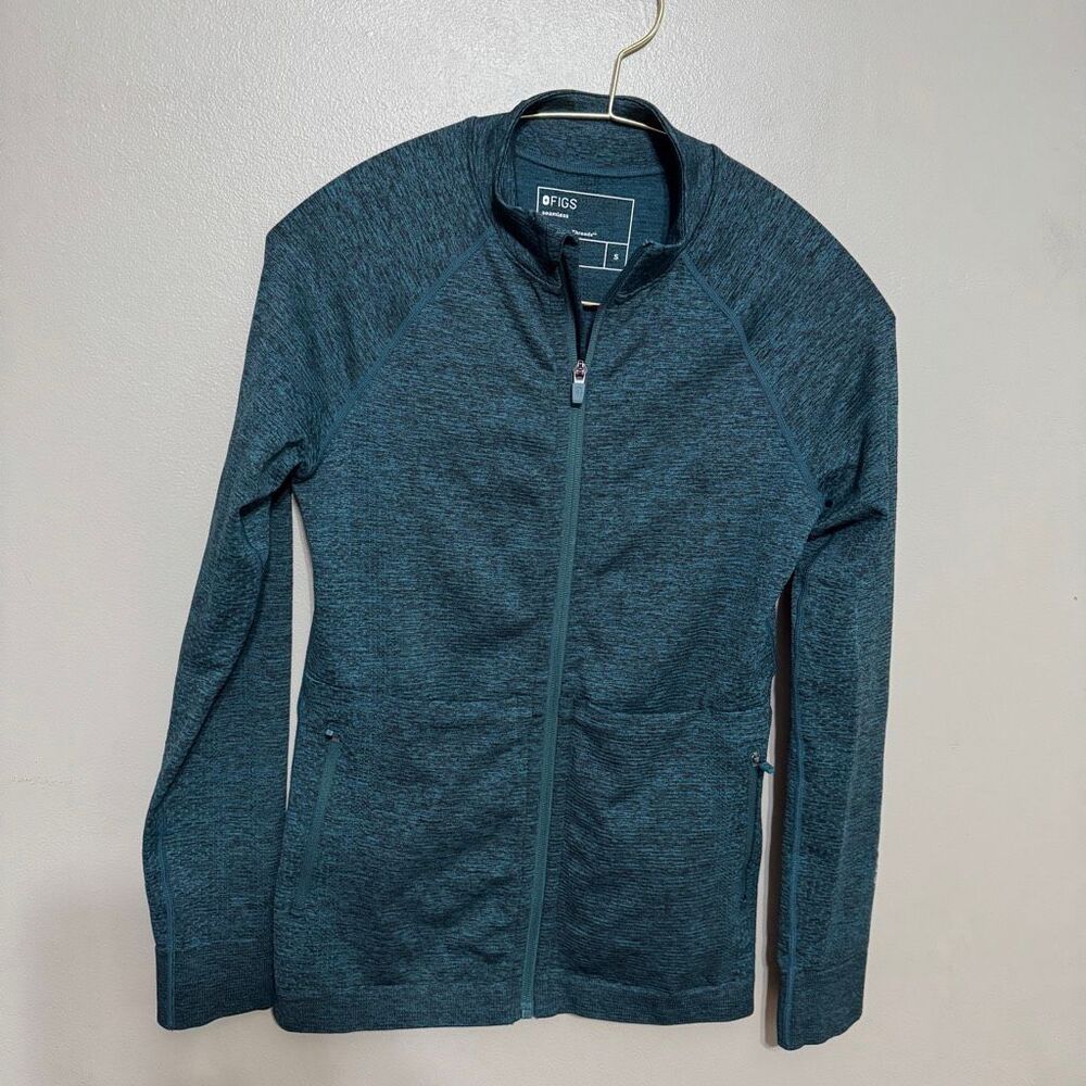 Figs Salta Seamless Full Zip Jacket emerald green size small